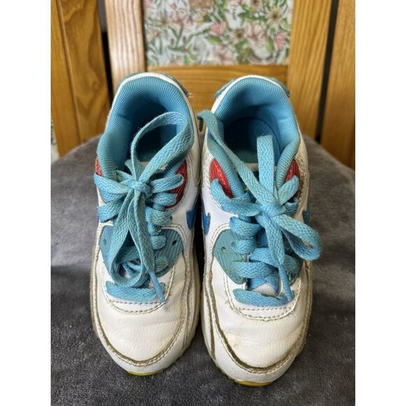 VTG NIKE AIRMAX 90 Y2k Toddler Girls Sneakers Shoes White Blue Retro Preppy 11C - Picture 5 of 9